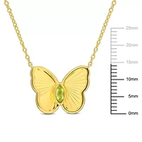 Peridot Butterfly Necklace in Yellow Plated Sterling Silver, 17"