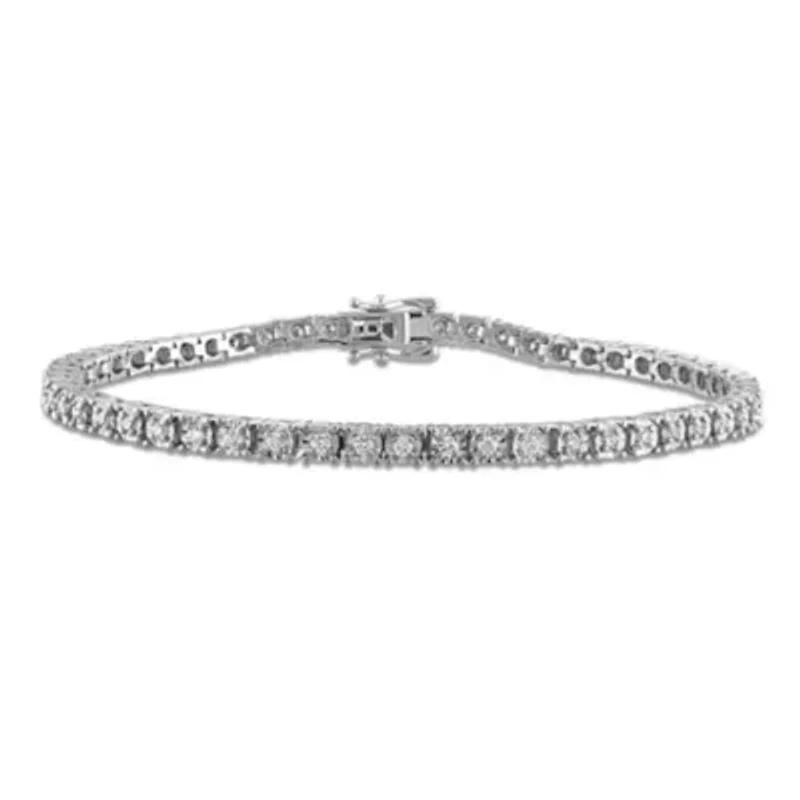 Lab Grown Diamond Tennis Bracelet in Sterling Silver, 7-in