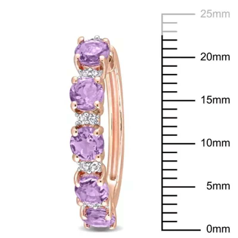 Amethyst and White Topaz Hoop Earrings in 2-Tone Sterling Silver