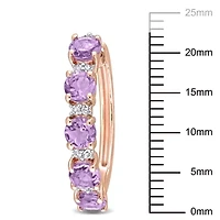 Amethyst and White Topaz Hoop Earrings in 2-Tone Sterling Silver