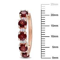 Garnet and White Topaz Hoop Earrings in 2-Tone Sterling Silver