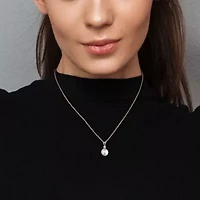 6-6.5mm Freshwater Cultured Pearl with Diamond Accent Pendant with Chain in 14K White Gold