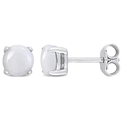 Opal Stud Earrings in Sterling Silver