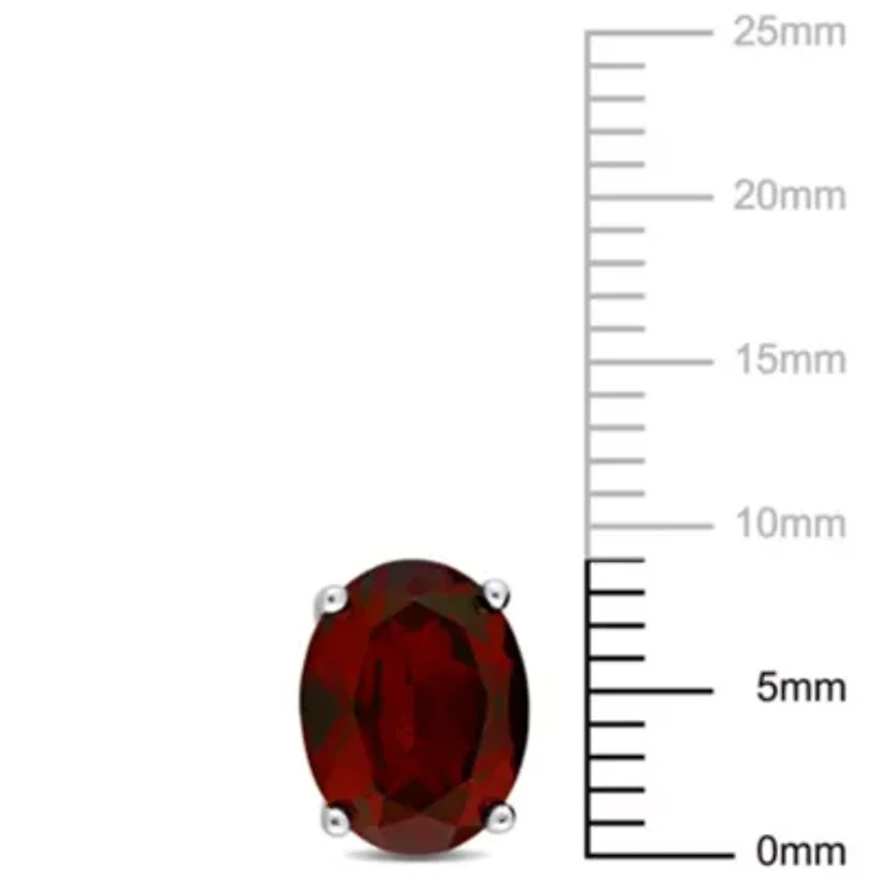 Garnet Oval Stud Earrings in Sterling Silver