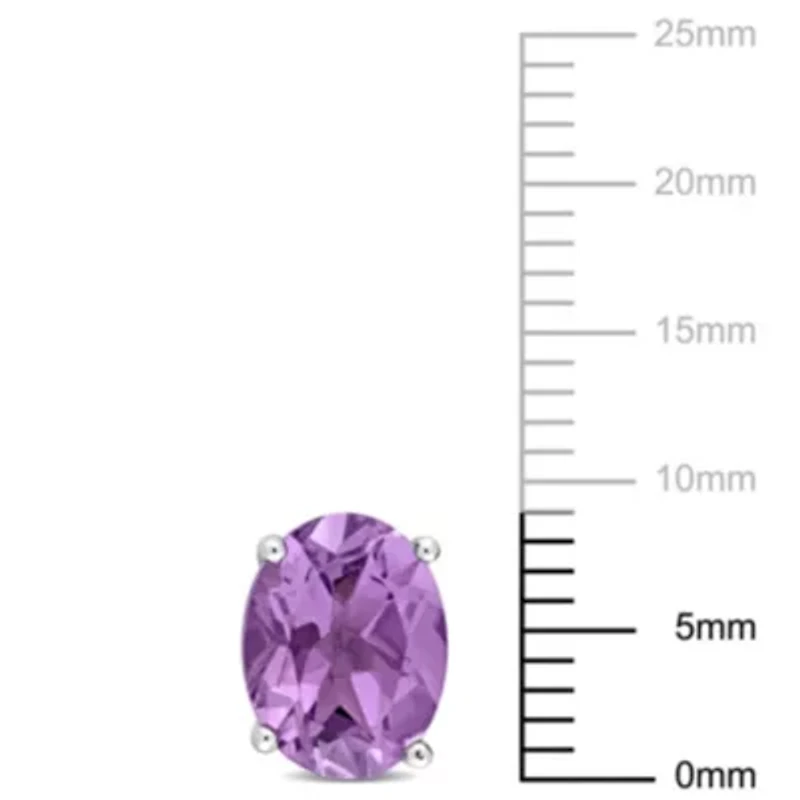 Amethyst Oval Stud Earrings in Sterling Silver
