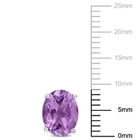 Amethyst Oval Stud Earrings in Sterling Silver
