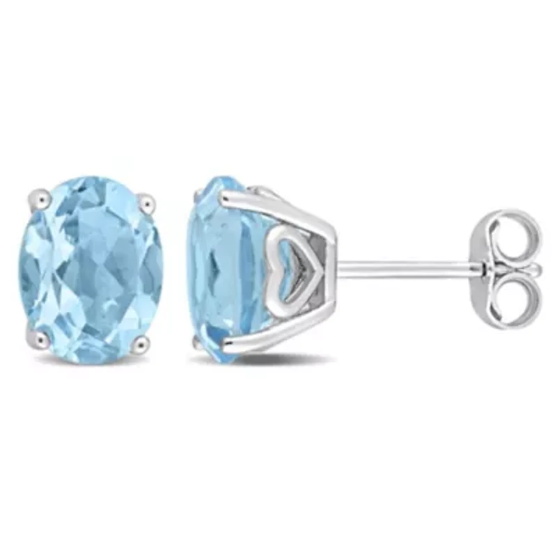 Sky Blue Topaz Oval Stud Earrings in Sterling Silver
