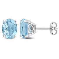 Sky Blue Topaz Oval Stud Earrings in Sterling Silver