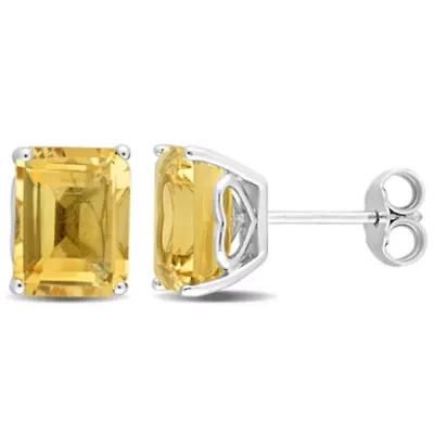 Citrine Stud Earrings in Sterling Silver