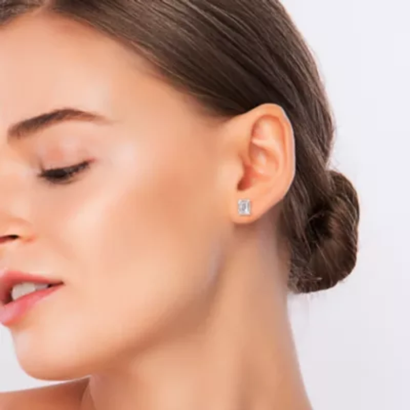 White Topaz Stud Earrings in Sterling Silver