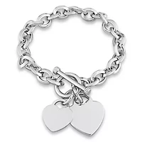 Link Heart Charm Bracelet in Brass, 7.5"