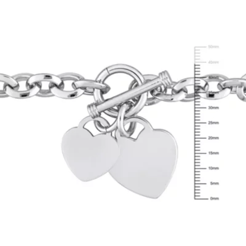 Link Heart Charm Bracelet in Brass, 7.5"