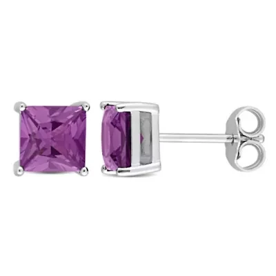 Simulated Alexandrite Stud Earrings in Sterling Silver