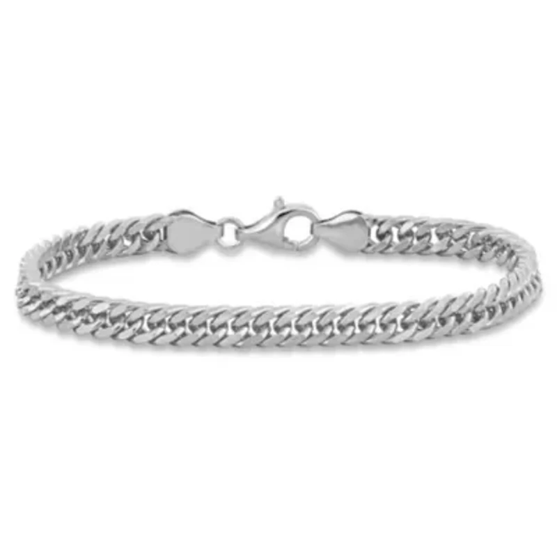 Double Curb Link Anklet in Sterling Silver