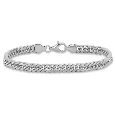 Double Curb Link Anklet in Sterling Silver