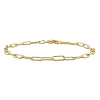 3mm Paperclip Link Bracelet Anklet in Yellow Plated Sterling Silver