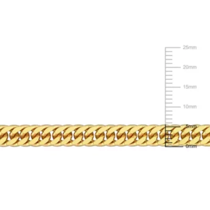 Double Curb Link Anklet in Yellow Plated Sterling Silver