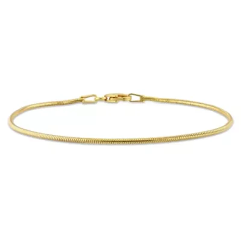 1.2mm Snake Chain Anklet in Yellow Plated Sterling Silver