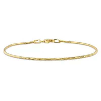 1.2mm Snake Chain Anklet in Yellow Plated Sterling Silver