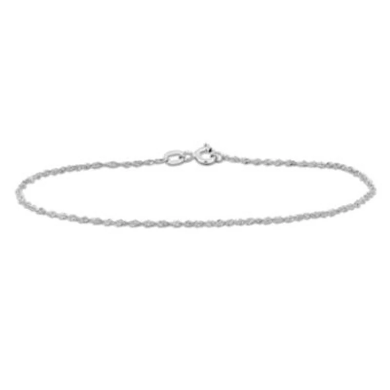 1.2mm Sparkling Singapore Bracelet in 14K white Gold