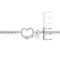 Ball Link Anklet with Heart Clasp in Sterling Silver, 9"