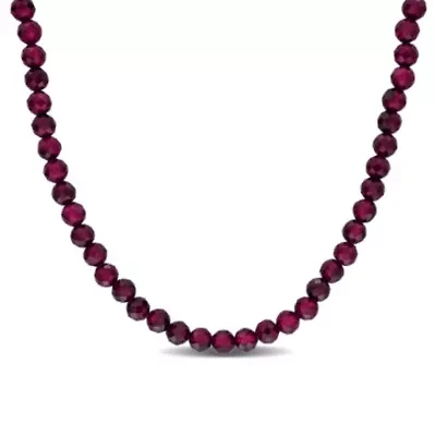 Purple Garnet Stackable Beaded Necklace in Yellow Plated Sterling Silver