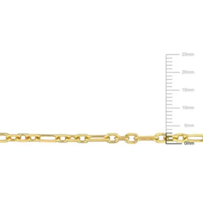 3MM Figaro Rolo Anklet in Yellow Plated Sterling Silver, 9"