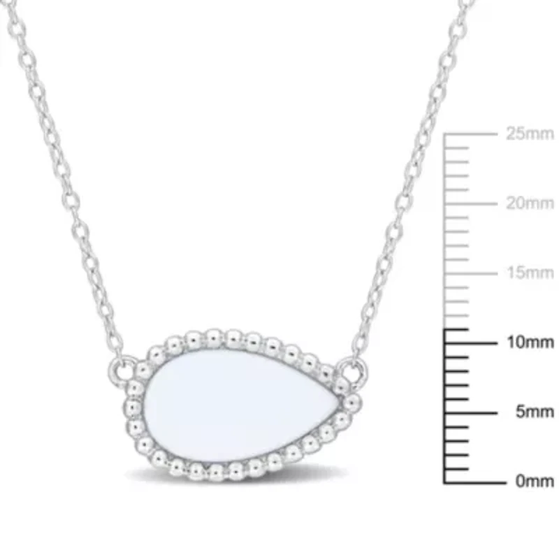 White Agate Halo Necklace in Sterling Silver