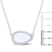 White Agate Halo Necklace in Sterling Silver