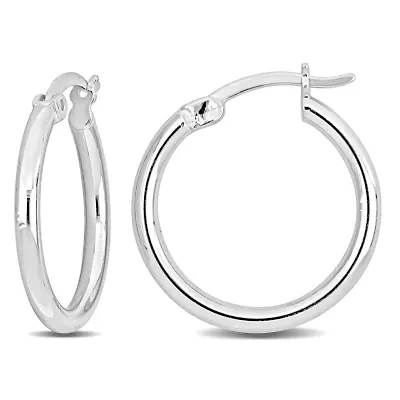 20mm Round Hoop Earrings in Sterling Silver