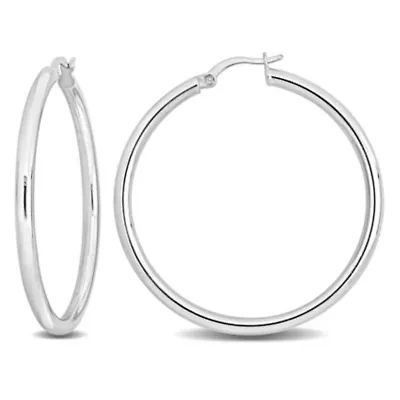 45mm Round Hoop Earrings in Sterling Silver