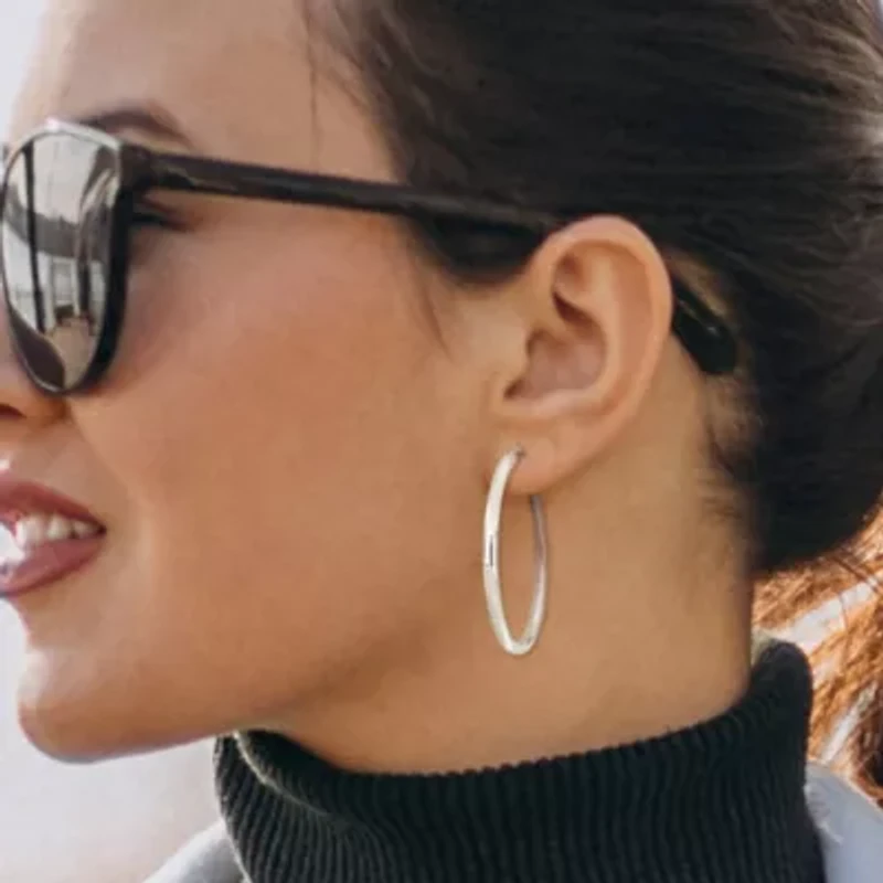 45mm Round Hoop Earrings in Sterling Silver