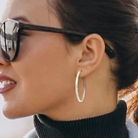 45mm Round Hoop Earrings in Sterling Silver