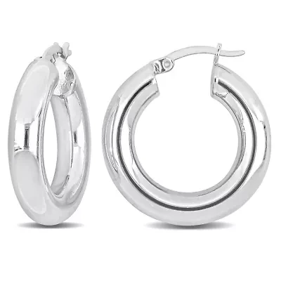 25mm Round Hoop Earrings in Sterling Silver