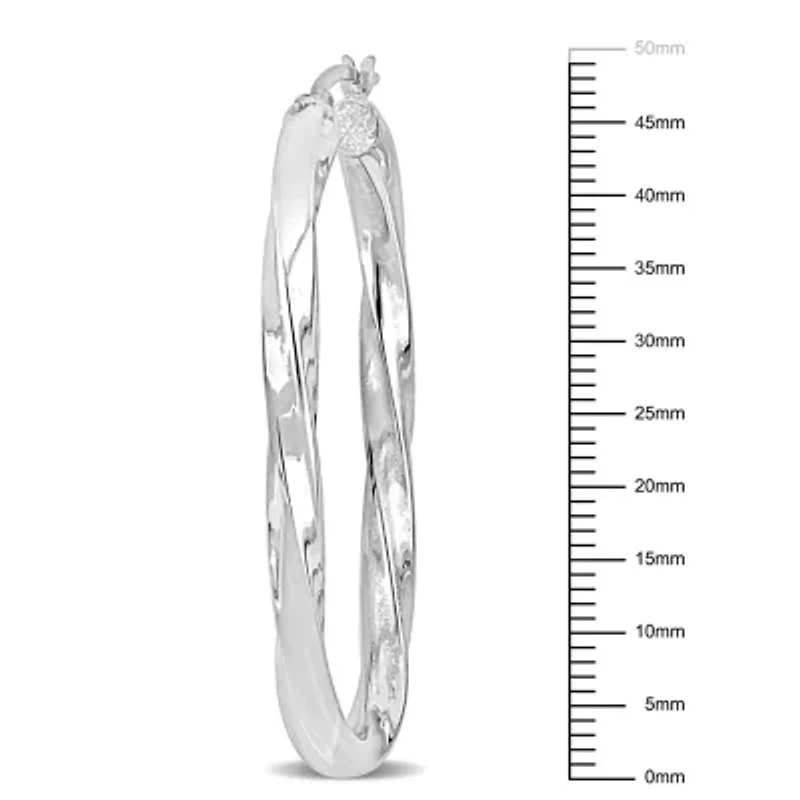 Oval Twist Hoop Earrings in Sterling Silver