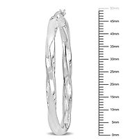 Oval Twist Hoop Earrings in Sterling Silver
