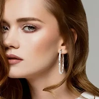 Oval Twist Hoop Earrings in Sterling Silver