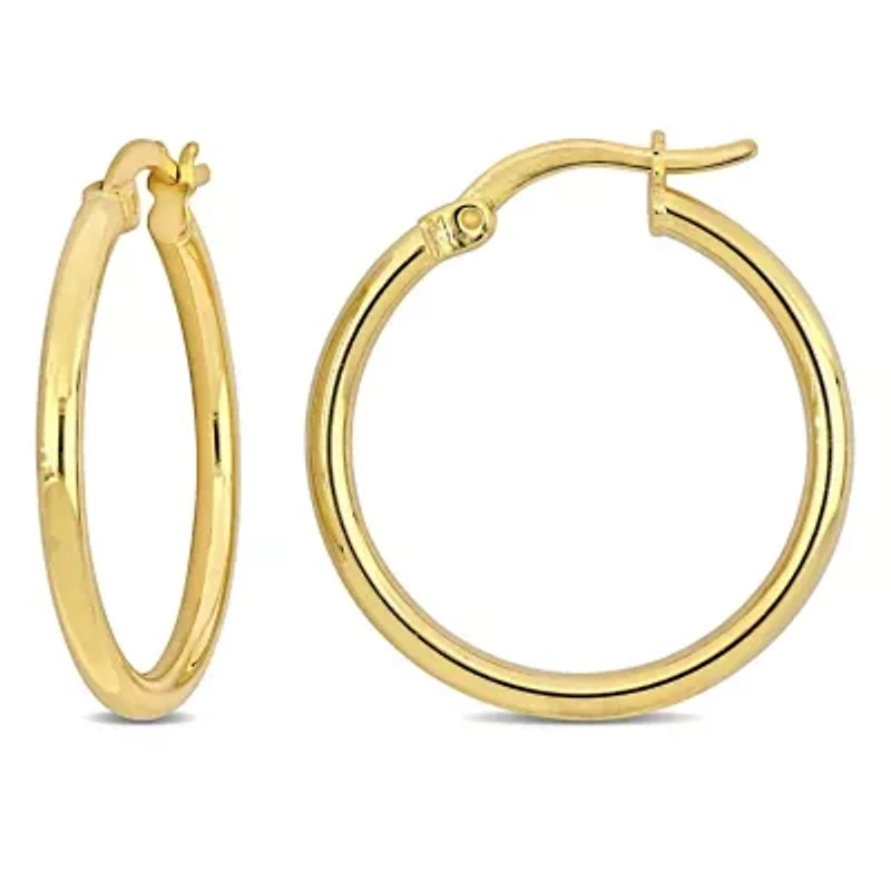 23mm Round Hoop Earrings in Yellow Plated Sterling Silver