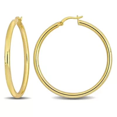 45mm Round Hoop Earrings in Yellow Plated Sterling Silver