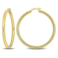 45mm Round Hoop Earrings in Yellow Plated Sterling Silver
