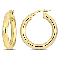 28mm Round Hoop Earrings in Yellow Plated Sterling Silver