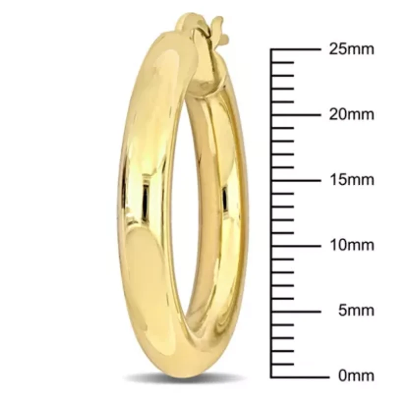 28mm Round Hoop Earrings in Yellow Plated Sterling Silver