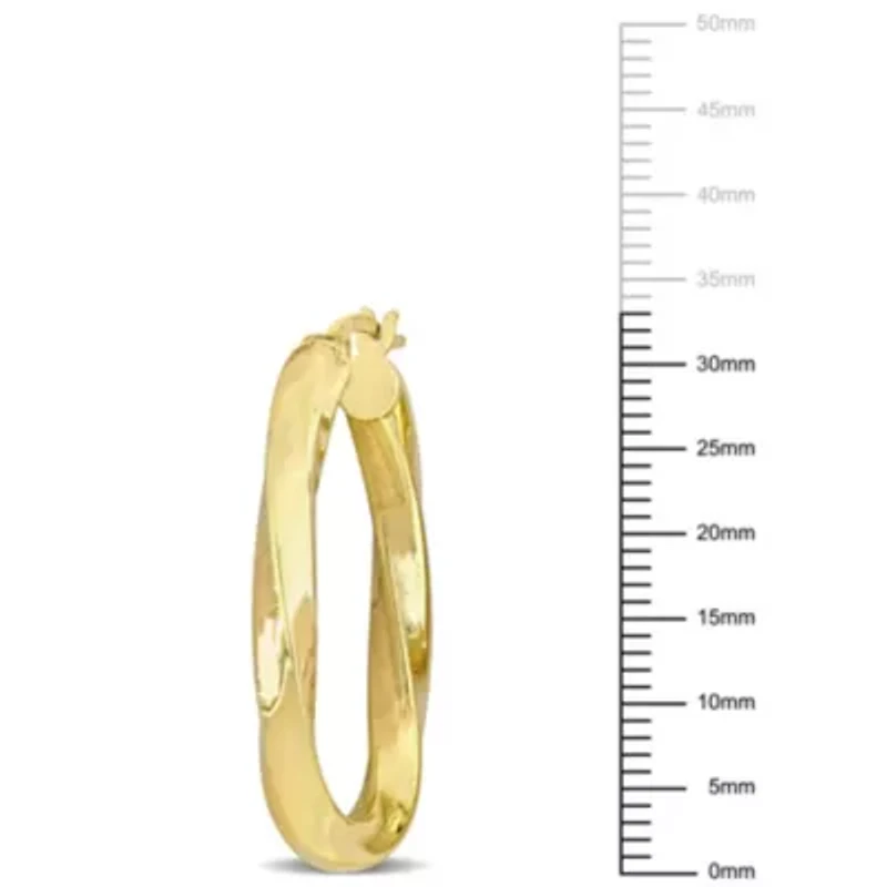 Twist Oval Hoop Earrings in Yellow Plated Sterling Silver