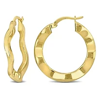 27mm Round Wave Hoop Earrings in Yellow Plated Sterling Silver