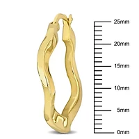 27mm Round Wave Hoop Earrings in Yellow Plated Sterling Silver