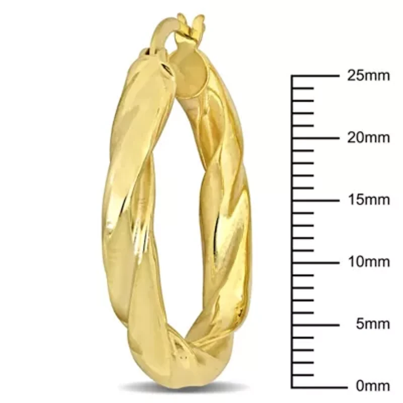 30mm Round Twist Hoop Earrings in Yellow Plated Sterling Silver