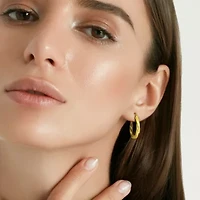 30mm Round Twist Hoop Earrings in Yellow Plated Sterling Silver