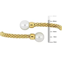 11-12mm Freshwater Cultured Edison Pearl Popcorn Design Bangle in Yellow Plated Sterling Silver