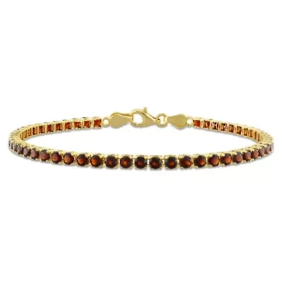 Garnet Tennis Bracelet in Yellow Plated Sterling Silver