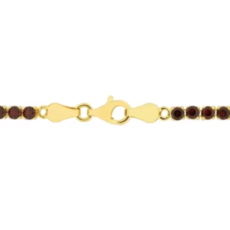 Garnet Tennis Bracelet in Yellow Plated Sterling Silver